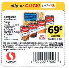 Campbell's Condensed Soup Coupons = $0.49 a Can - Super Safeway