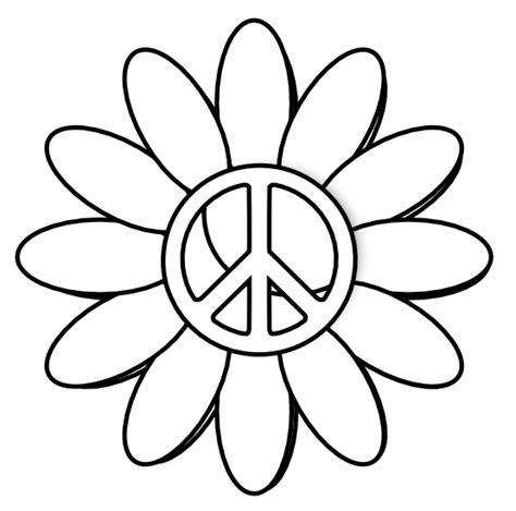 a flower with a peace sign on it's center, in black and white