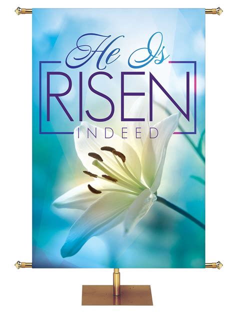 Easter Light Church Banner He Is Risen Indeed with White Lily on Fabric ...