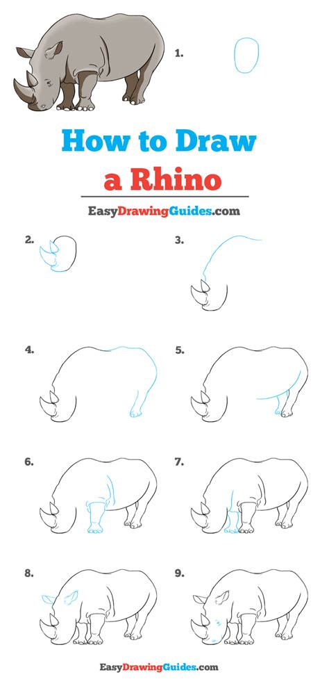 How to Draw a Rhino - Really Easy Drawing Tutorial | Drawing tutorial easy, Easy drawings ...