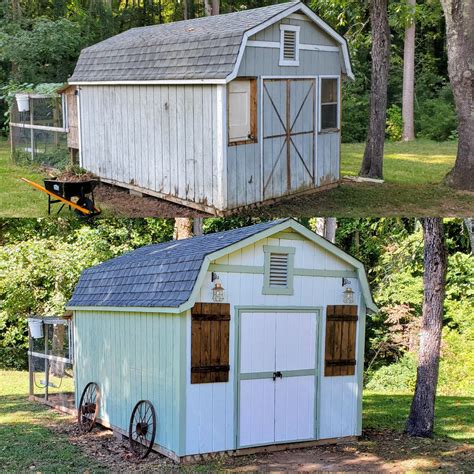 Before and after of rebuilding an old shed that came with my first property. : pics