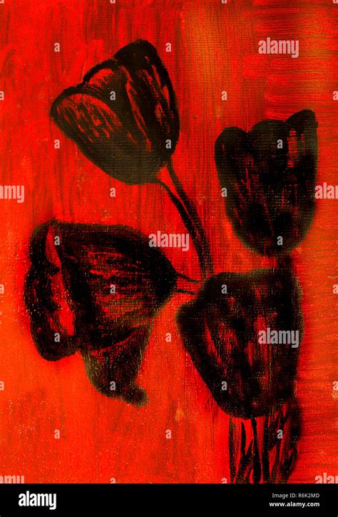 Black tulips, painting Stock Photo - Alamy