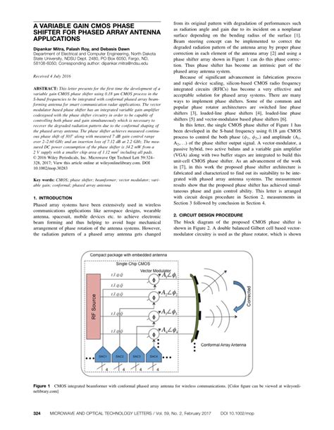 (PDF) A VARIABLE GAIN CMOS PHASE SHIFTER FOR PHASED ARRAY ANTENNA ...