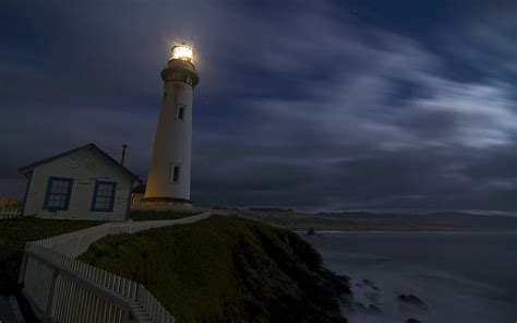 HD wallpaper: Lighthouse Night Light Coast Timelapse House HD, nature ...