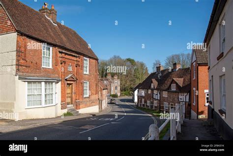 Wickham, Hampshire, England, UK. 2021. Bridge Street aand old historic buildings in the village ...