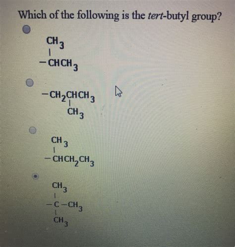 Solved Which of the following is the tert-butyl group? CH | Chegg.com