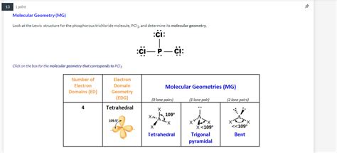 Solved 13 1 point Molecular Geometry (MG) Look at the Lewis | Chegg.com