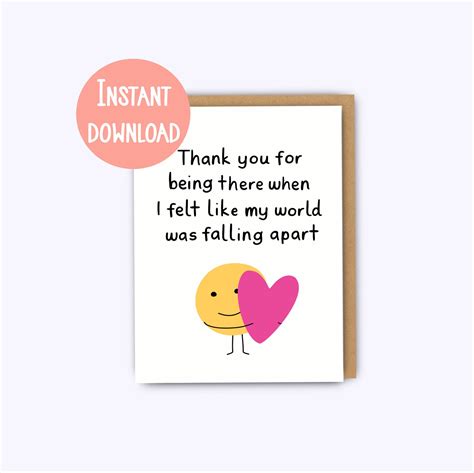 Printable Card, Thank You Card, Thank You Friend Card, Thanks, Friendship Cards, Thank You for ...