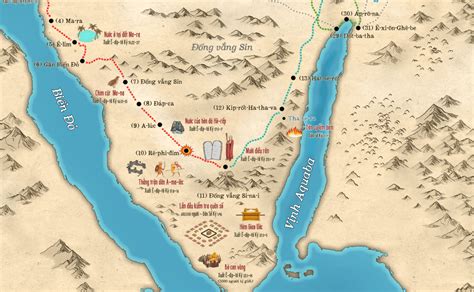 Map of the Route of the Exodus of the Israelites From Egypt vietnamese Version download ...