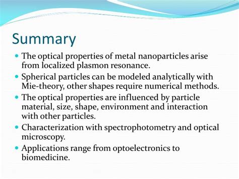 PPT - Optical properties of metal nanoparticles PowerPoint Presentation ...