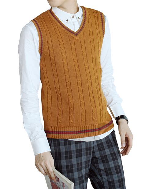 TopTie Mens Sweater Vest V Neck Sleeveless Pullover Cable Knit Business Casual | eBay