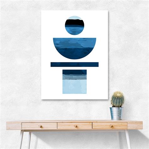 Abstract Shapes In Blue Wall Art