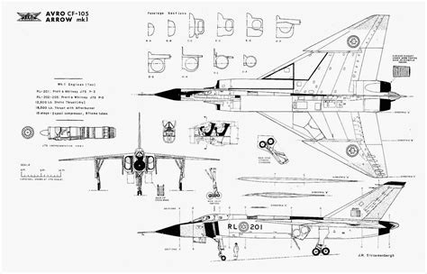 Avro Canada CF-105 Arrow Blueprint - Download free blueprint for 3D modeling