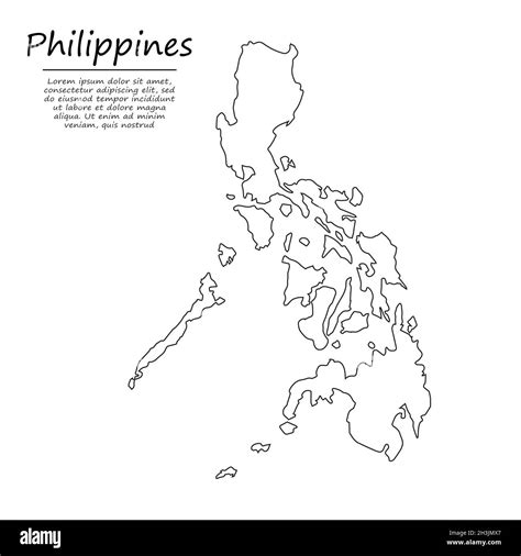 Simple outline map of Philippines, vector silhouette in sketch line style Stock Vector Image ...