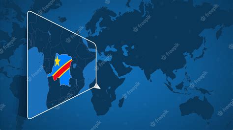 Premium Vector | Location of DR Congo on the World Map with Enlarged Map of DR Congo with Flag