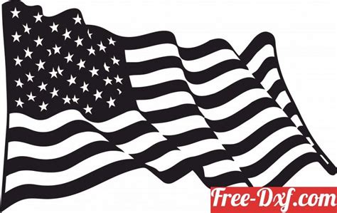 Waving American flag vector art - free dxf download | American flag art ...