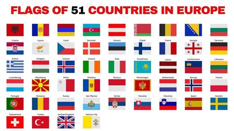 Flag of 51 Countries of Europe || Flags Countries of Europe - YouTube