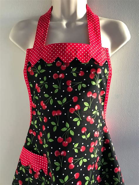 Handmade Cherry Retro Style Apron / Aprons for Woman / Womens Apron / Rockabilly Apron / Apron ...