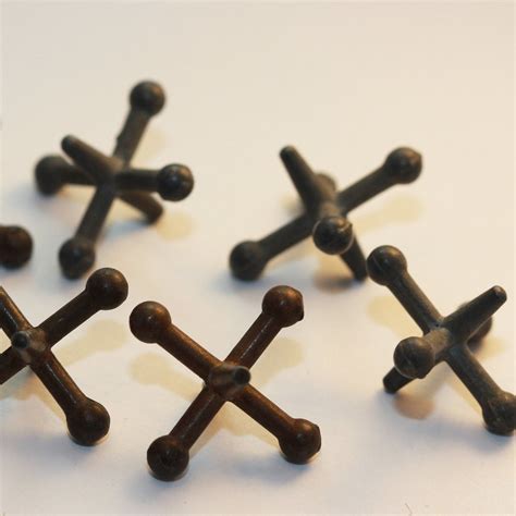 Vintage Metal Jacks Game Pieces set of SIX old kitschy