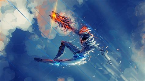 fantasy art, warrior, robot, fantasy weapon, cyborg, concept art, artwork, sky, HD Wallpaper ...