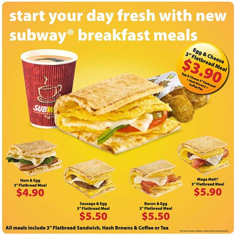 New Subway Breakfast Meals from S$3.90 at Selected Stores