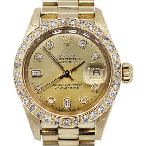 18K Gold Rolex 6927 Ladies Datejust Presidential Diamond Watch