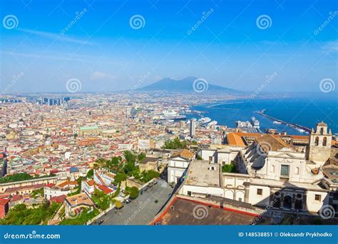 Napoli City, Mount Vesuvius And Gulf Of Naples, Italy Stock Image - Image of sightseeing, naples ...