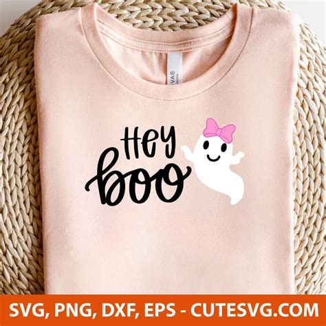 Hey Boo SVG, Cute Ghost SVG, Halloween SVG Cut File, PNG