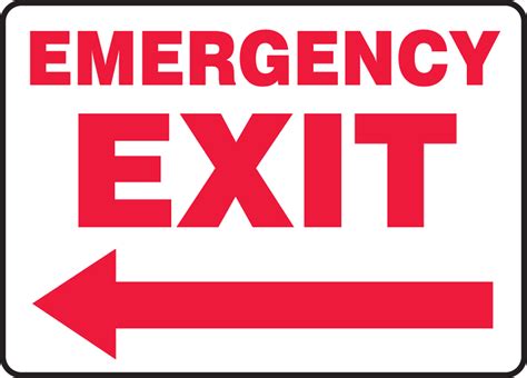 Emergency Exit (Left Arrow) Safety Sign MEXT570