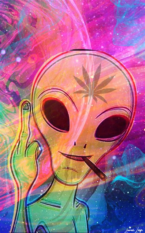 Download Alien Smoking Weed Popart Wallpaper | Wallpapers.com