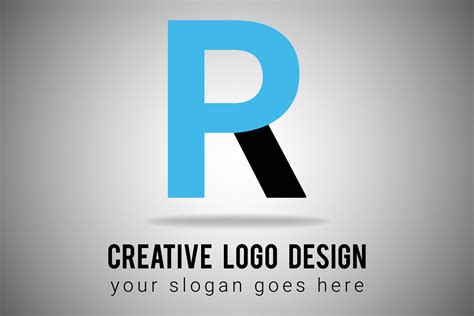 Letter R Logo in blue and black Color minimal logo design. Creative R letter Icon Vector ...