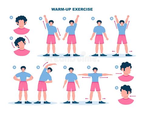 Warm-up Exercise Set before Workout. Stretch Muscles Stock Vector - Illustration of muscles ...