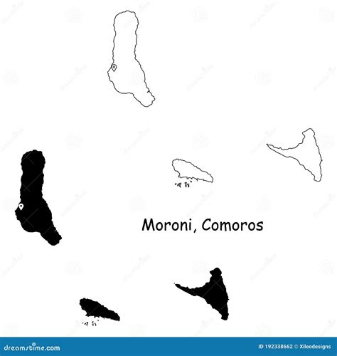 Moroni Comoros Map In Black And White Color. Vector Illustration ...