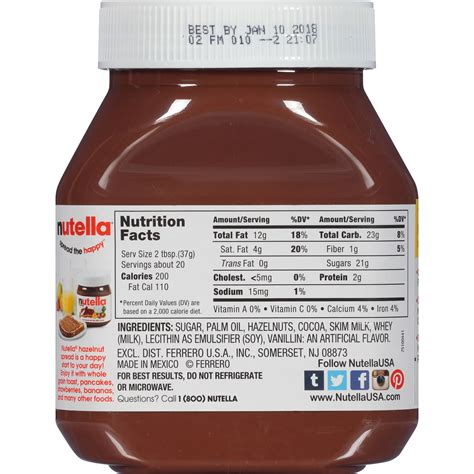 Nutella Nutrition Facts Canada - Nutrition Ftempo