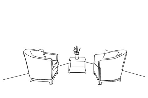 Premium Vector | Continuous one line drawing interior of the living room with sofa and ...