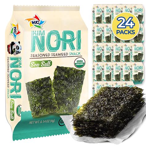 Amazon.com: KIMNORI Seasoned Seaweed Snacks Sheets – Organic Sea Salt Flavor 24 Individual Packs ...