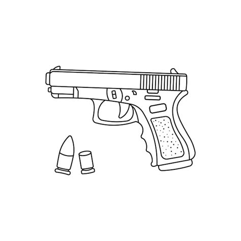 Premium Vector | Hand drawn kids drawing vector illustration black gun ...