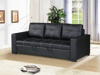 F6530 Convertible Sofa Bed in Black Faux Leather by Boss