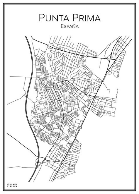 Stadskarta över Punta Prima | Handritade stadskartor och posters | Stadskarta, Handritat, Affisch