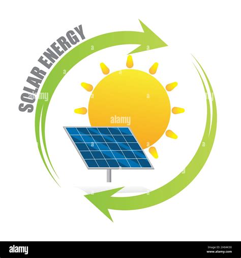 Solar energy logo. Green energy concept. Solar panel with Sun and recycling arrow flat design ...