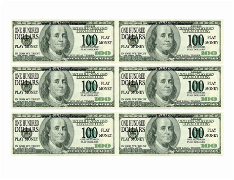 Fake 100 Dollar Bill Printable