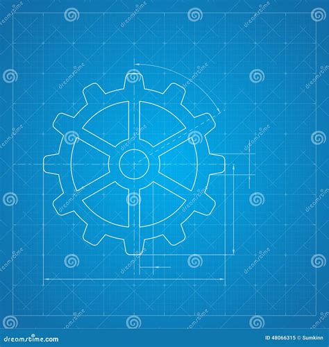 Gears Symbol on the Drawing Paper Stock Vector - Illustration of mechanical, engineering: 48066315