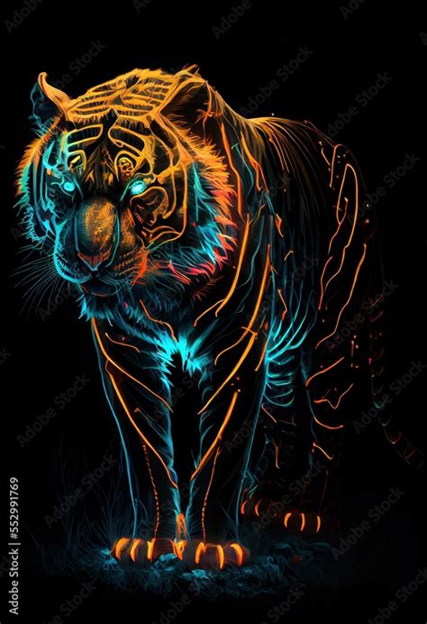 Neon tiger Stock Illustration | Adobe Stock