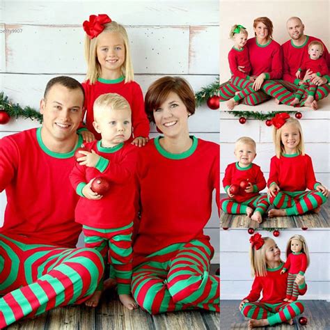 2016 Christmas Xmas Family Matching Outfits Kids Adult Family Pajamas Set Long Sleeve Top And ...