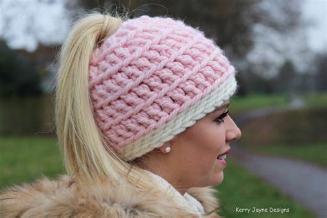 Love It Ponytail Hat Crochet Pattern USA – Kerry Jayne Designs Ltd