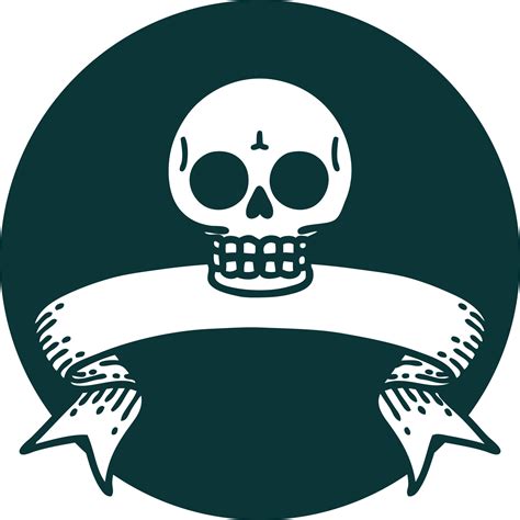 tattoo style icon with banner of a skull 12078226 Vector Art at Vecteezy