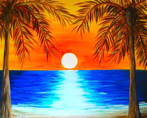 Sunset Painting Easy For Kids : Purple Beach Sunset - Landscape Paint By Numbers | Sunset ...