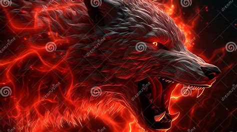 Angry Wolf with Glowing Eyes in Red Light Stock Illustration - Illustration of angry, mouth ...