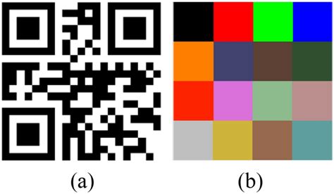 QR code and colors of the color code. a QR code, b colors of the color ...