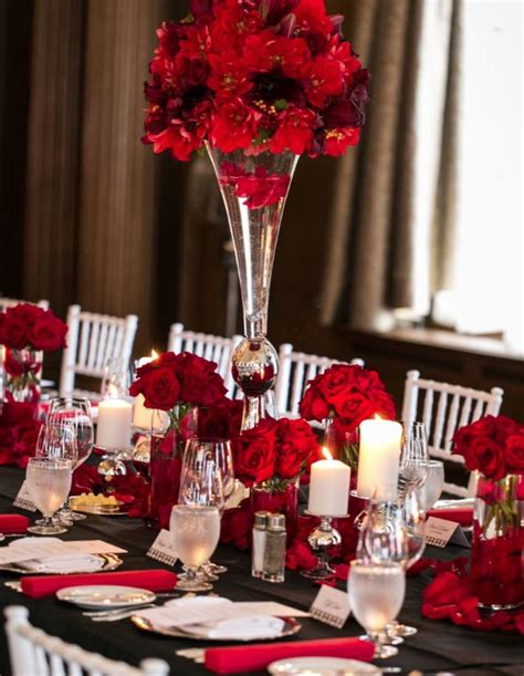 Simple Red Wedding Centerpieces